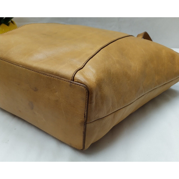 Frye Olive Tanned Tote In Brown Tan Leather Double Handle Large Bag - Picture 7 of 16